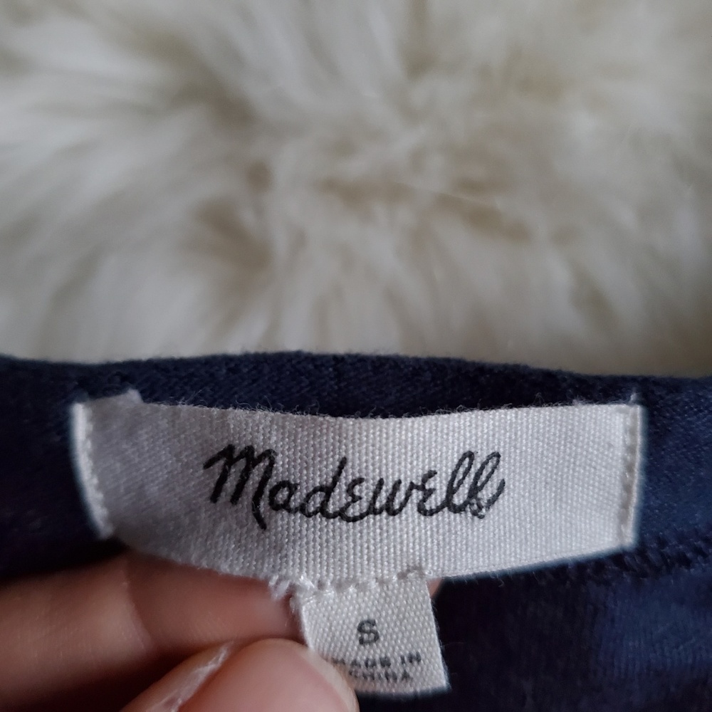 Madewell Libra Lace Up Top Navy Blue Size Small - Picture 7 of 8
